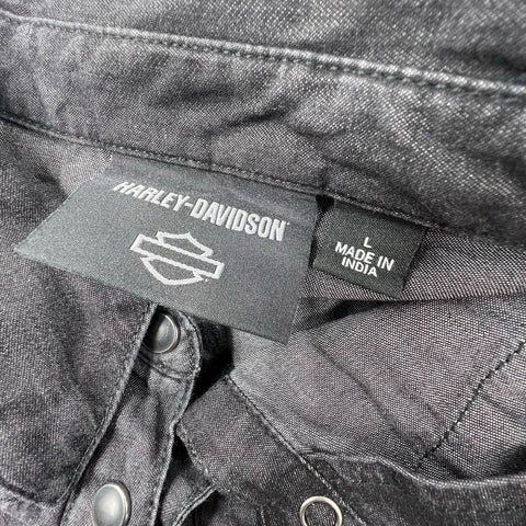 Harley-Davidson Womens Lot 2 Studded Denim Shirt & Eagle Vest Sz L