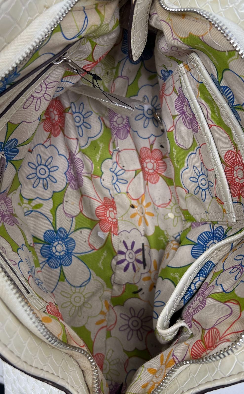 Guess Purse Lot 2 Handbags Blue Tote White Snakeskin Satchel Faux Leather
