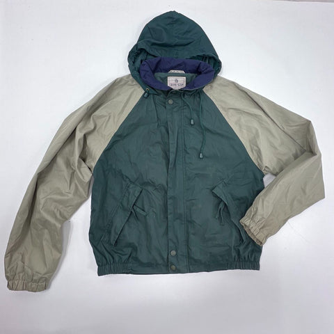 Vintage 90s Grand Slam Green Khaki Colorblock Hooded Windbreaker Jacket Men's L