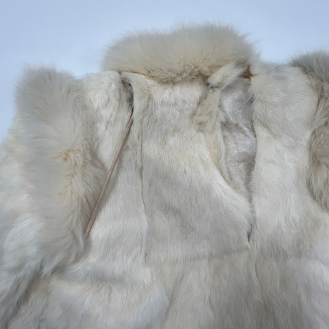 Vintage 70s 80s Rabbit Fur Coat Fox Fur Trim Full Length Winter Jacket