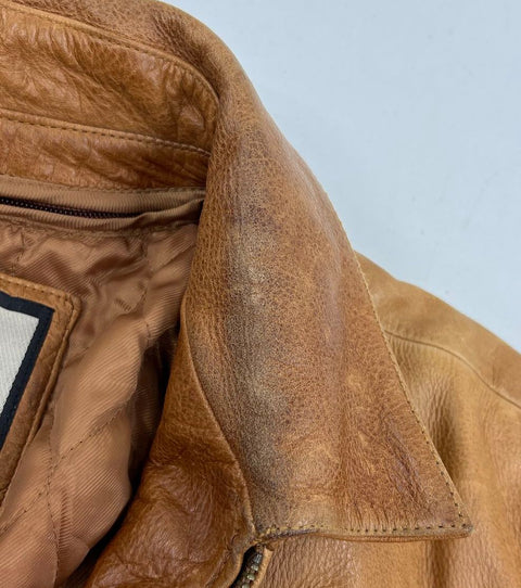 M Julian Wilsons Tan Brown Distressed Leather Thinsulate Lined Jacket Men's L