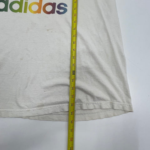 Vintage 90s Adidas Trefoil Rainbow Logo Ringer T-Shirt Made in USA Sz XL