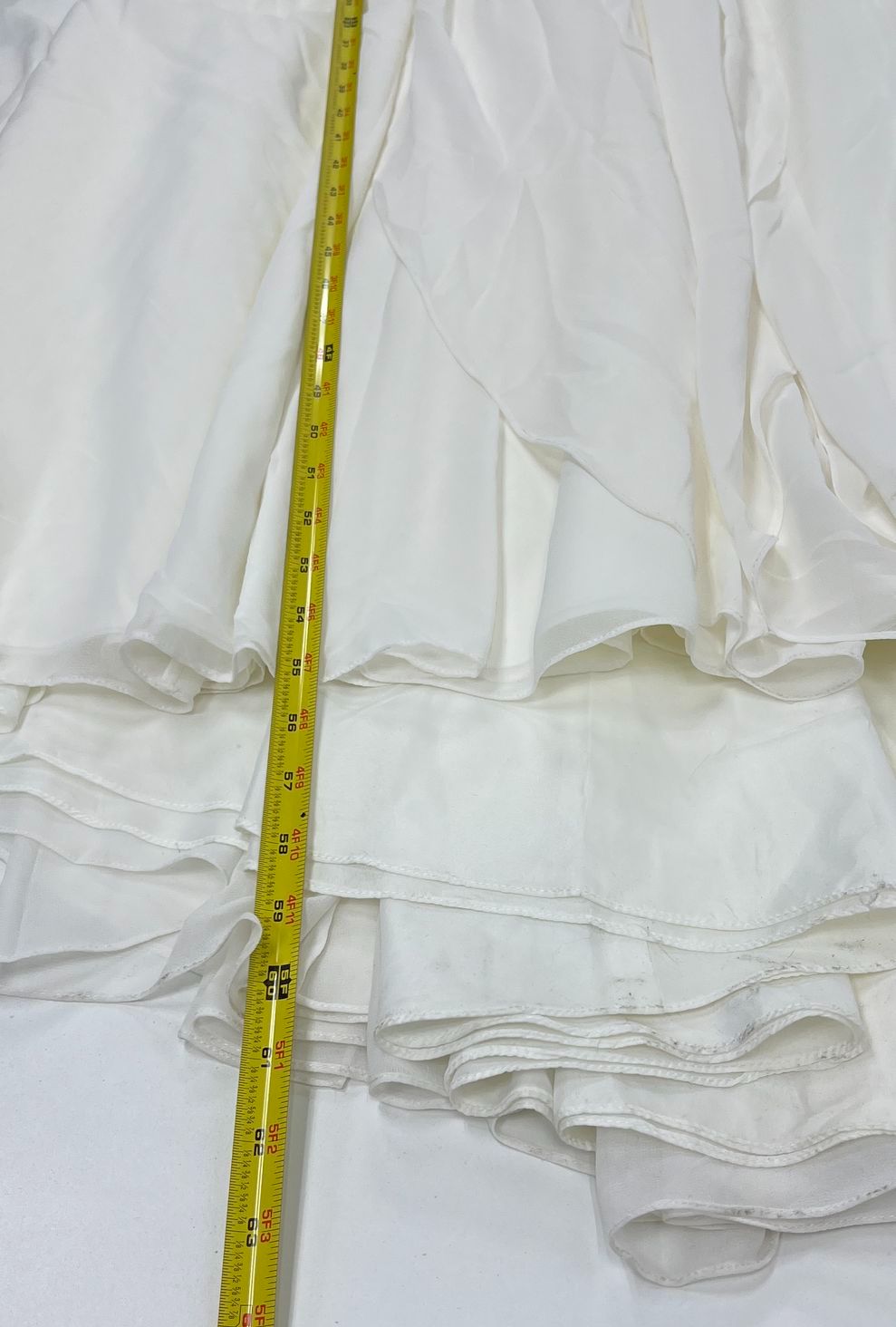 Women's Jenny Yoo White Sleeveless Wedding Dress Layered Look Short Train Size 8
