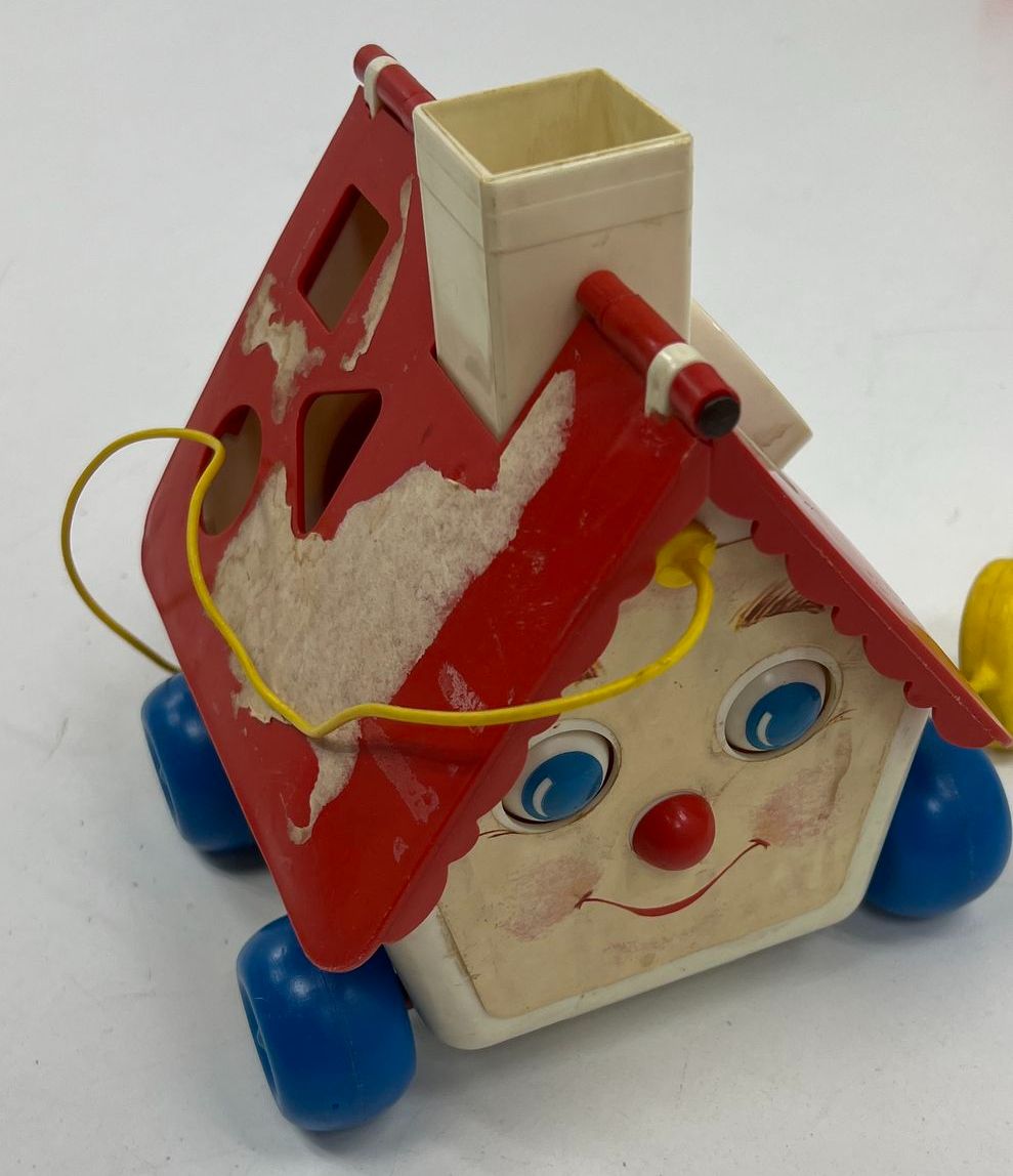 Vintage 60s 70s Fisher-Price Toy Lot Music Clock Truck Pull Toys Collection