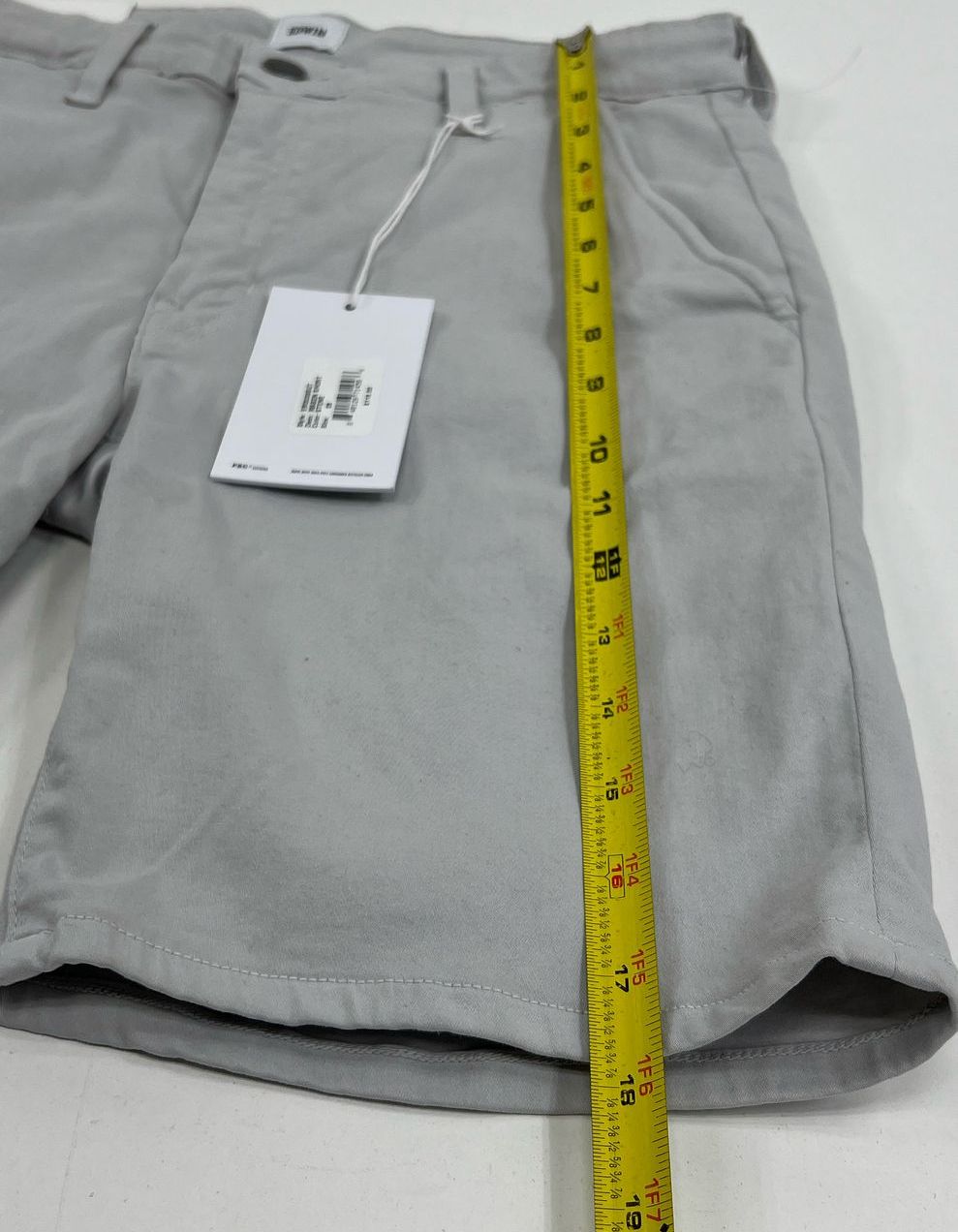 NWT Men's Edwin Mason Plain Grey Slim Chino Style Shorts - Size 28
