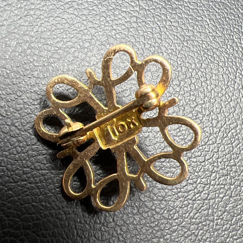 10K Yellow Gold Filigree Pearl Pin 1.55g