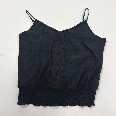 NWT White House Black Market Black Eyelet Smocked Cami Tank Top Women's XS