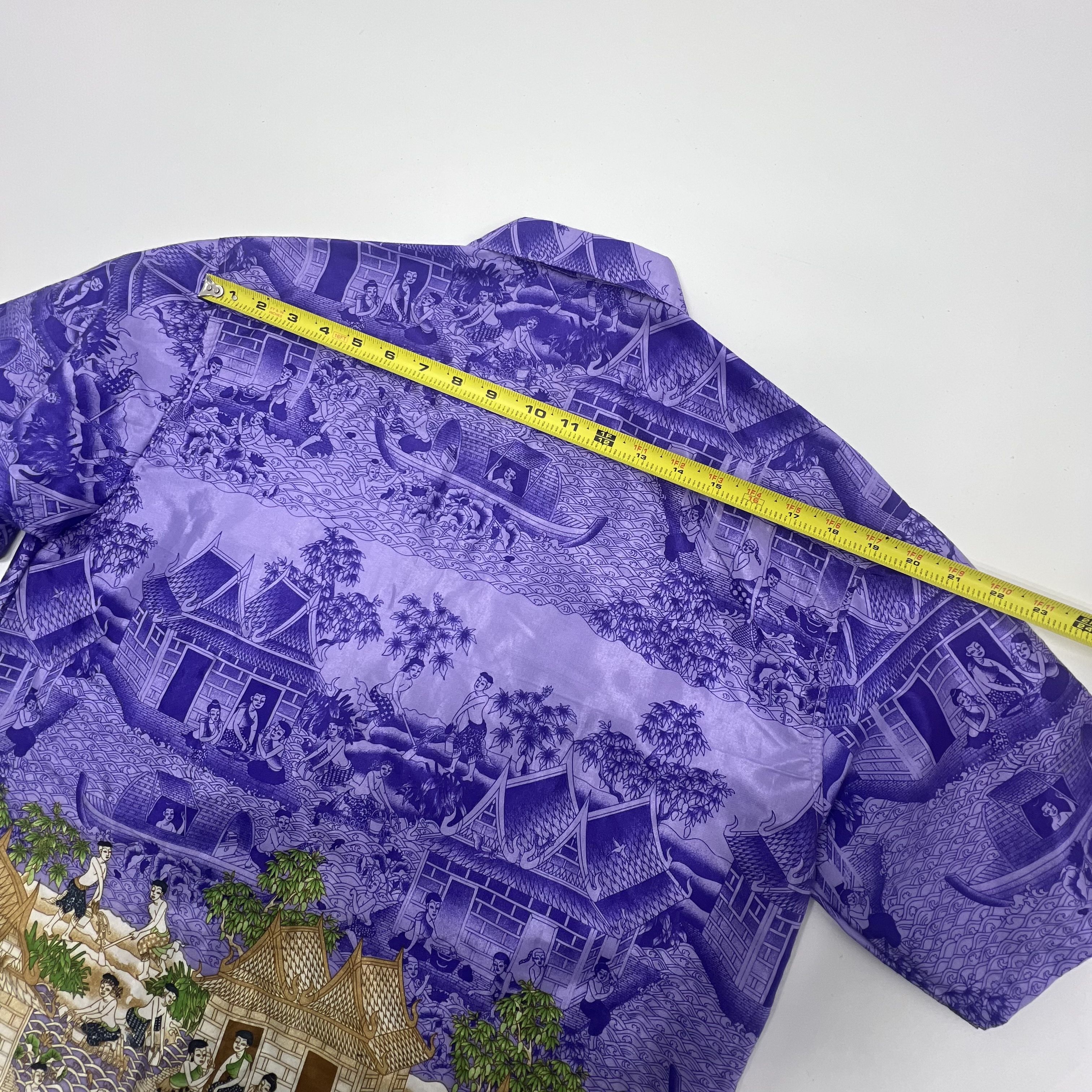 Thai by Siew Chang Huat Silk Collection Purple Button Up Shirt Size Large