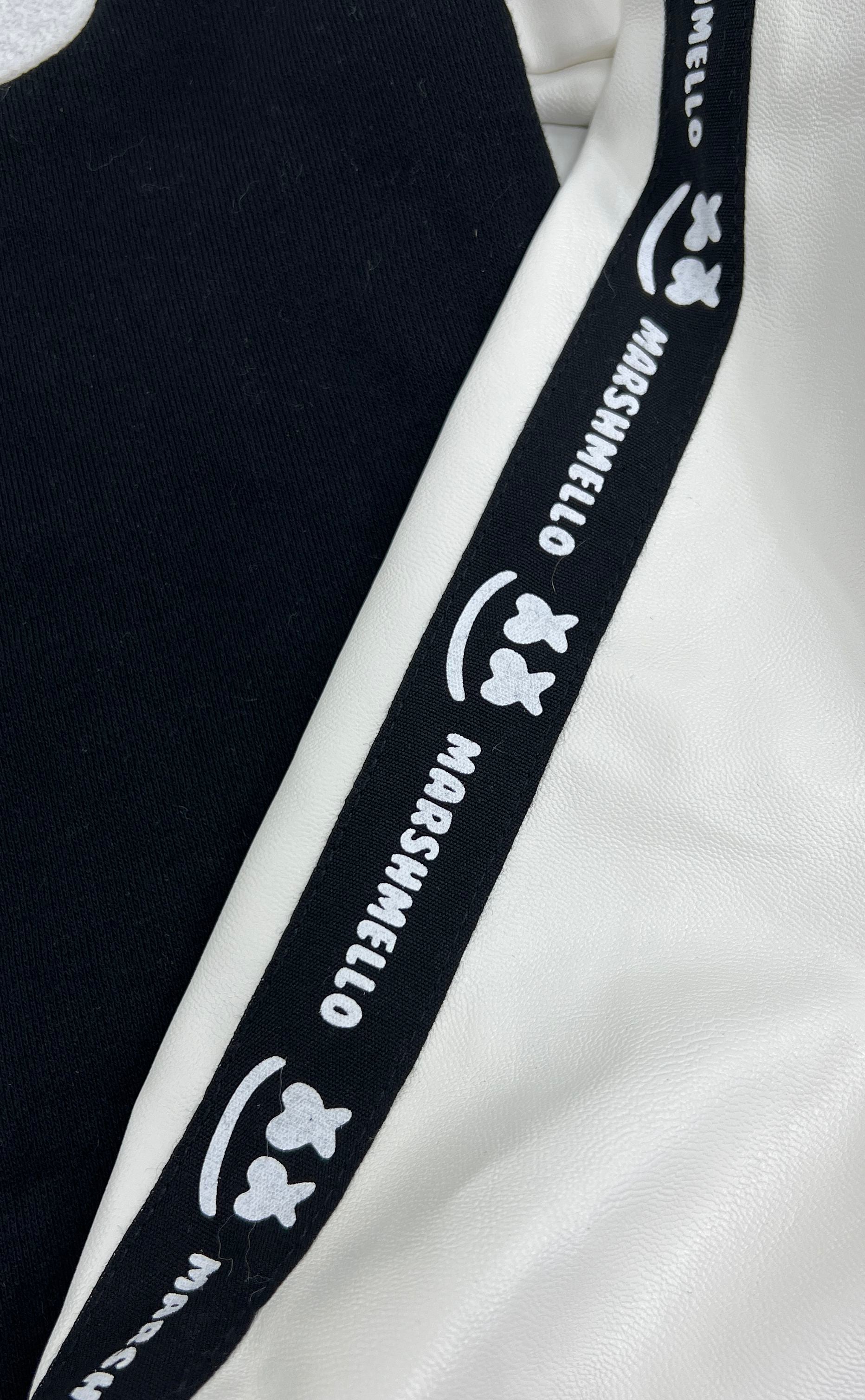 Marshmello Spirit Halloween DJ Costume Bomber Varsity Jacket Black White Teen