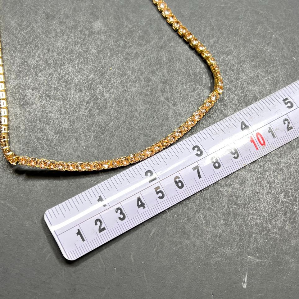 Champagne CZ Gold Tone Necklace NIB