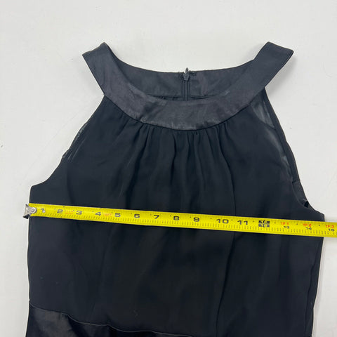 White House Black Market Black Satin Trim Halter Cocktail Dress Women's 4 NWT