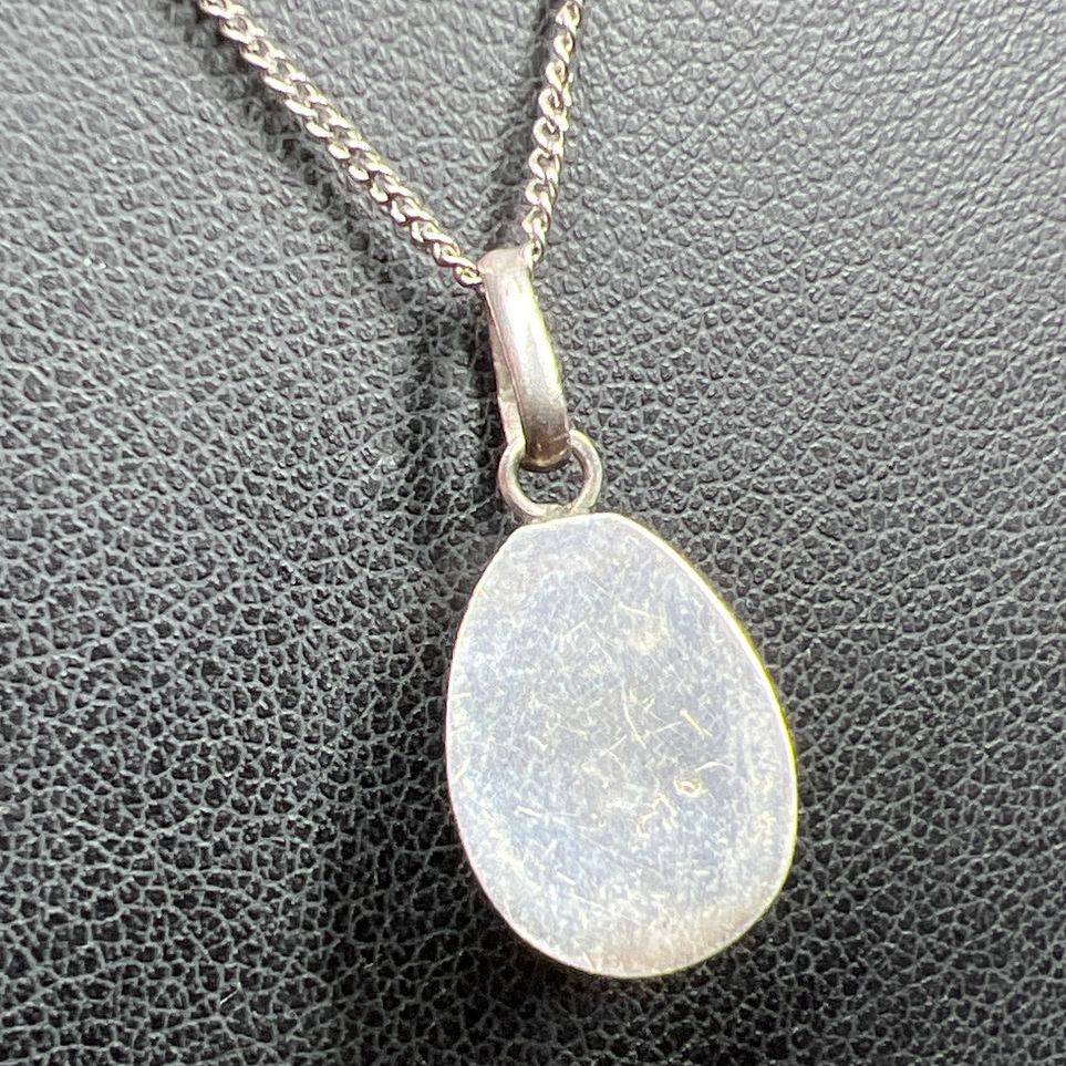 925 Sterling Silver Larimar Drop Pendant Necklace 3.67g