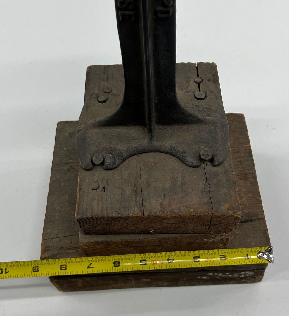 Antique Cast Iron Cobblers Shoe Stand Equipment Eclipse on Wood Block Base