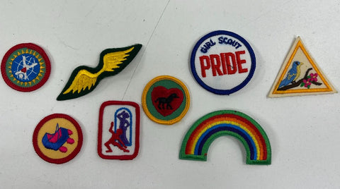 Vintage 70s Girl Scouts Uniform A-Line Skirt & Patch Lot Collectible GS USA