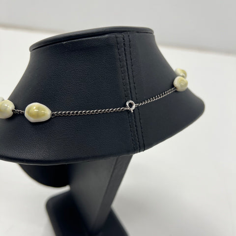 Vintage Cowrie & Conch Shell Y-Necklace Sterling Silver Chain Bohemian Style