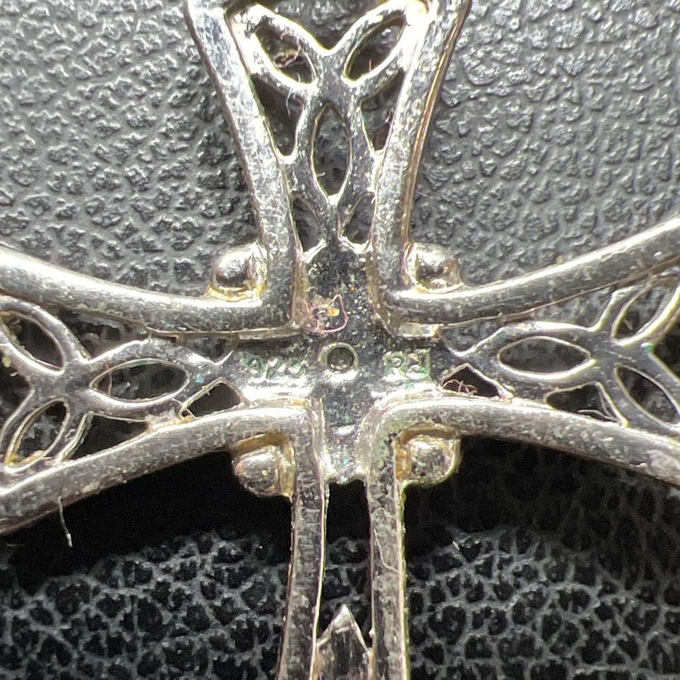 Sterling Silver Gemstone Cross Pendant Necklace 3.78g