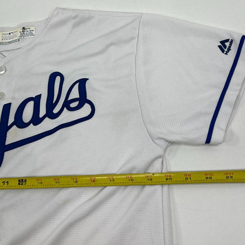Majestic KC Royals White Blue Cool Base MLB Baseball Jersey Youth XL (18-20)
