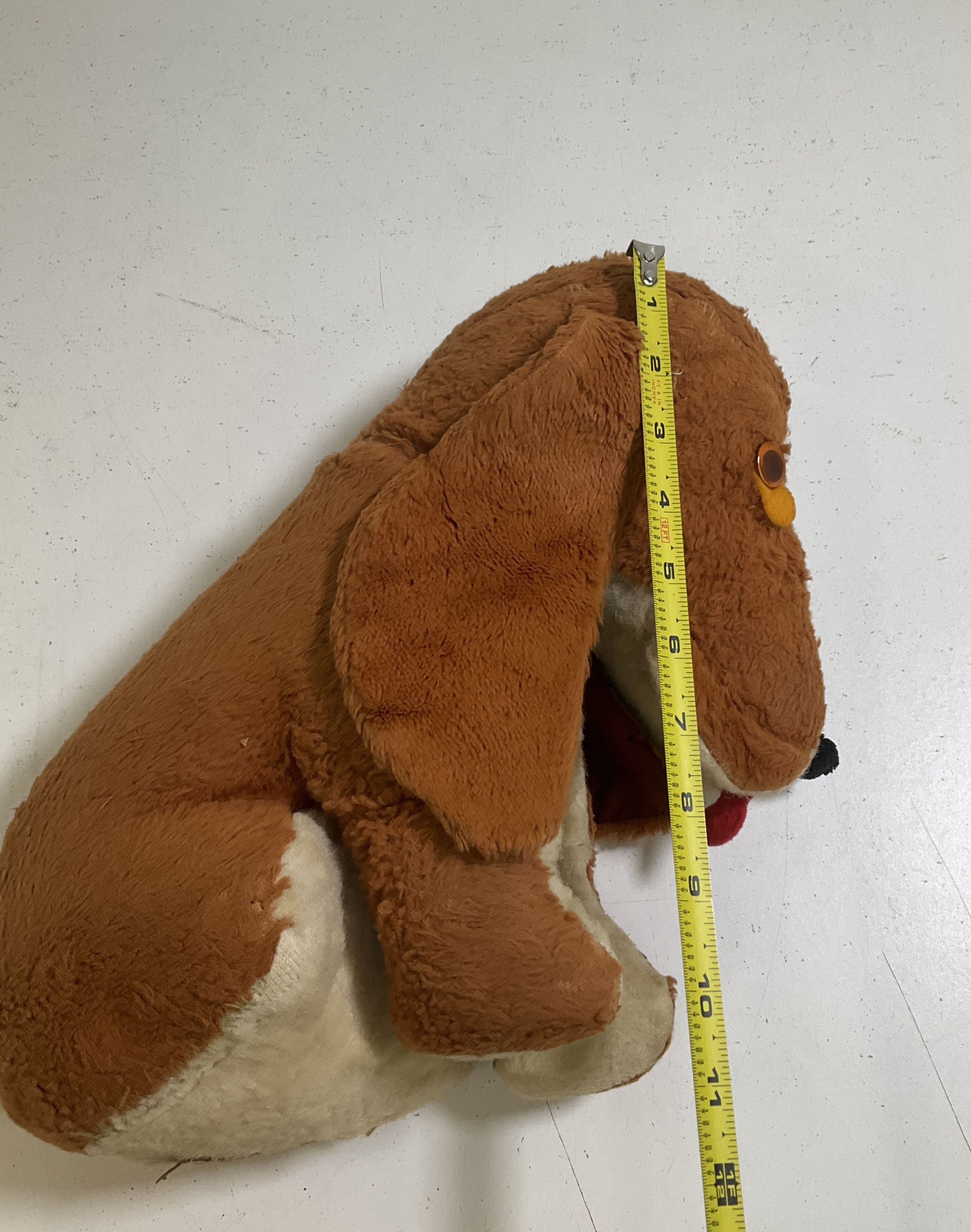 Vintage Basset Hound Plush Stuffed Animal Dog Toy Sad Droopy Eyes 12"
