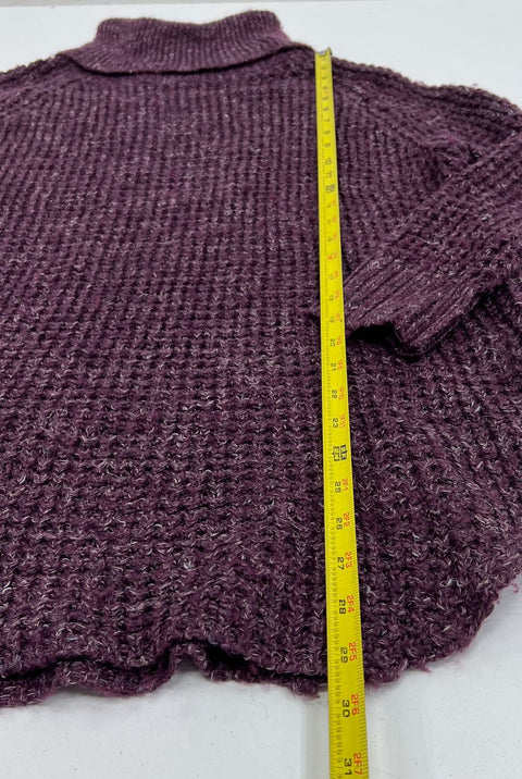 Free People Purple Tweedy Dylan Chunky Knit Turtleneck Sweater Women's S