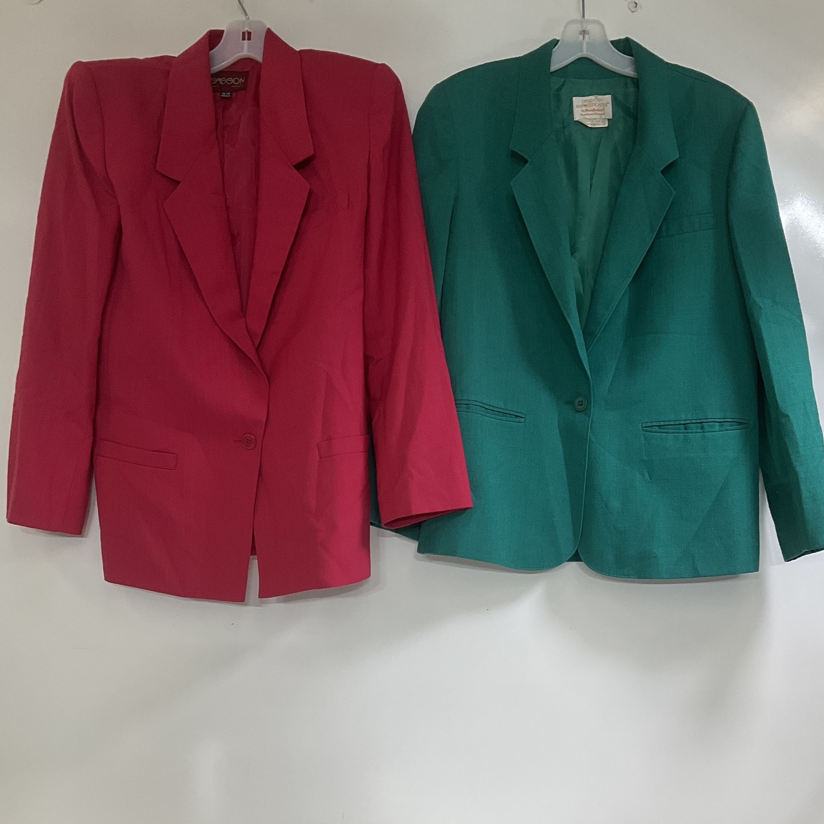 Vintage 80s Lot 2 Skirt Suit Sets Pendleton Sasson Blazer USA Womens Sz 12 14