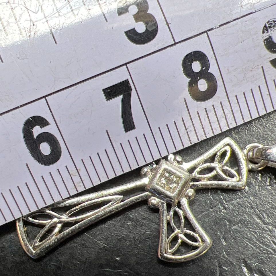 Sterling Silver Gemstone Cross Pendant Necklace 3.78g