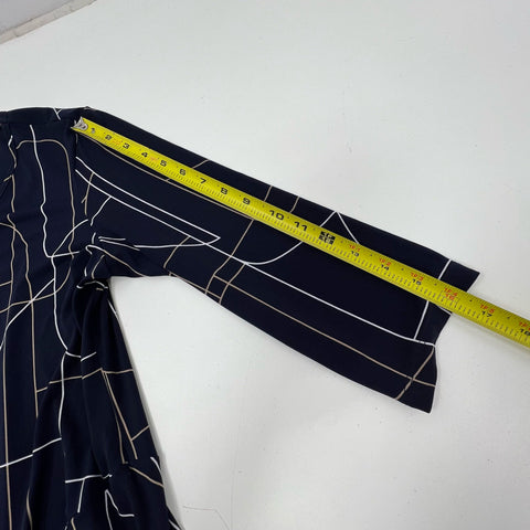 Compli K NWT Navy Blue Geometric Ruched A-Line Dress Women's M
