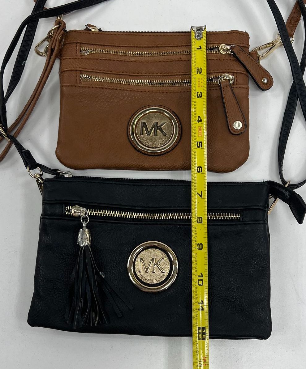 Women's Michael Kors Black & Brown Leather Zip Closure Crossbody Bags Purses Lot