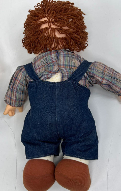 Vintage House of Loyd Style Dolls Lot of 2 Yarn Hair Boy Denim Overalls 1980s