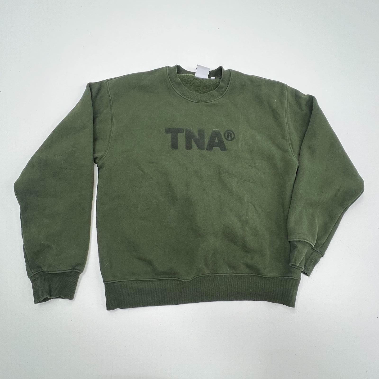 Aritzia TNA Olive Green Cozy Fleece Perfect Fit Crewneck Sweatshirt Women's M