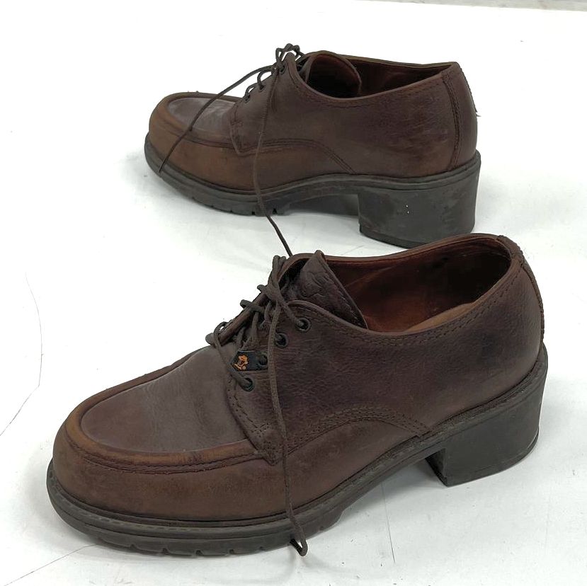 Vintage 90s Havana Joe Chunky Platform Moc Toe Oxford Shoes Brown Leather Spain
