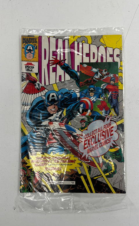 Vintage 90s Marvel Pizza Hut Real Heroes Comic Book Lot of 18 Captain America