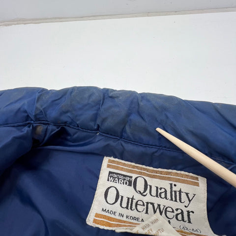 Vintage 70s Montgomery Ward Blue Red Colorblock Puffer Vest Mens L