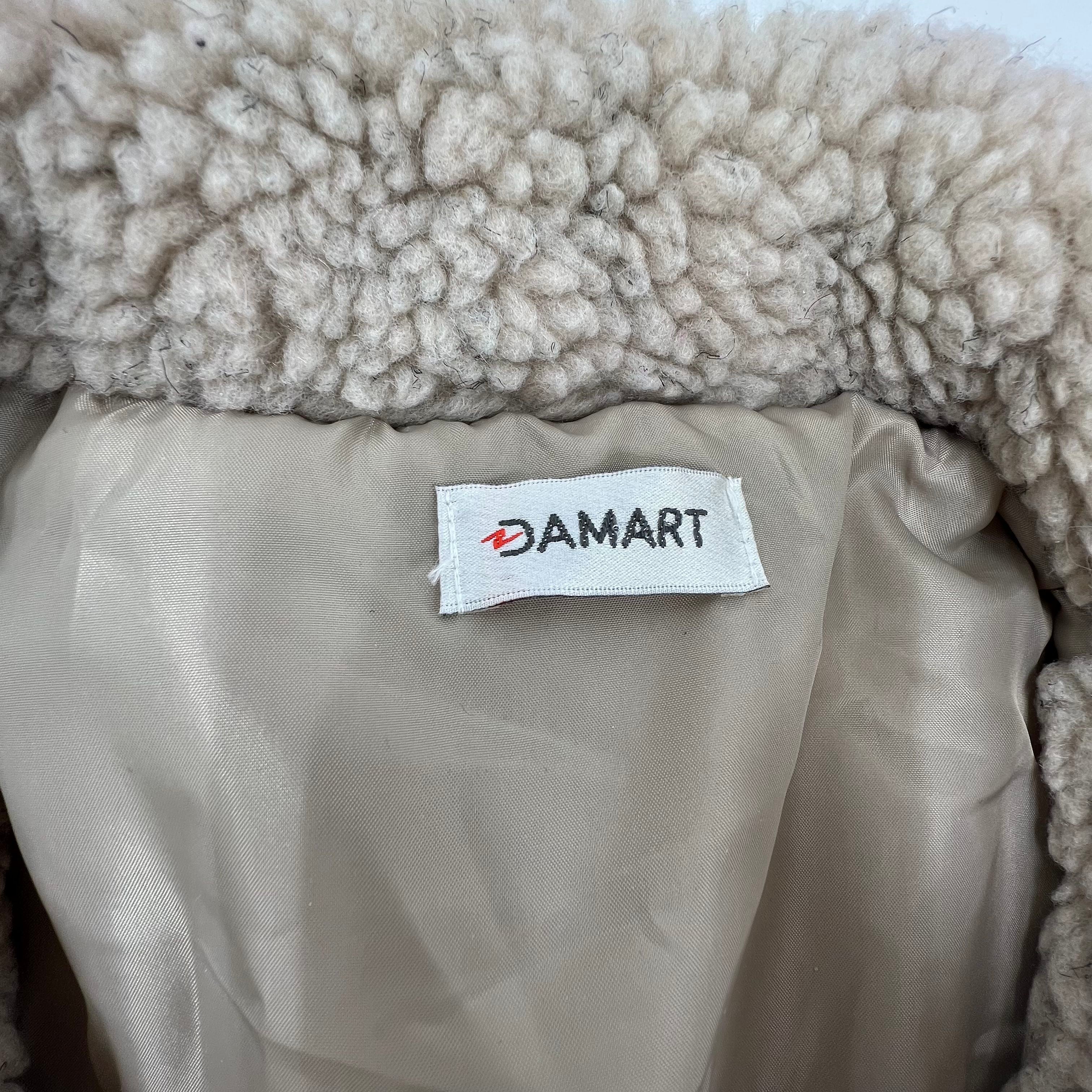 Vintage Damart Beige Sherpa Teddy Fleece Button Front Jacket Coat Womens XL