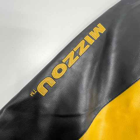 G-III Black Gold Vintage Y2K Mizzou Tigers Faux Leather Bomber Jacket Mens XXL