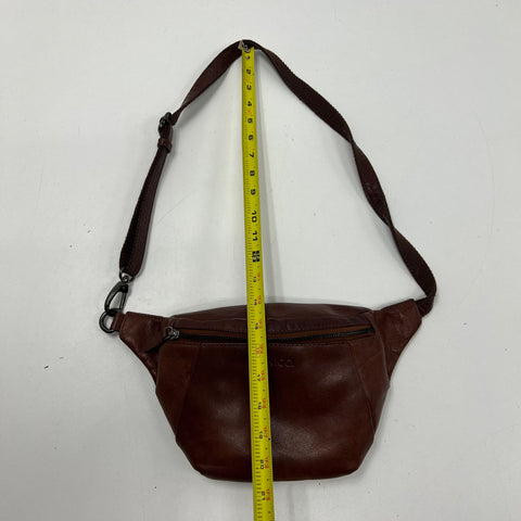 Genicci Brown Leather Fanny Pack Belt Bag Crossbody Gunmetal Hardware