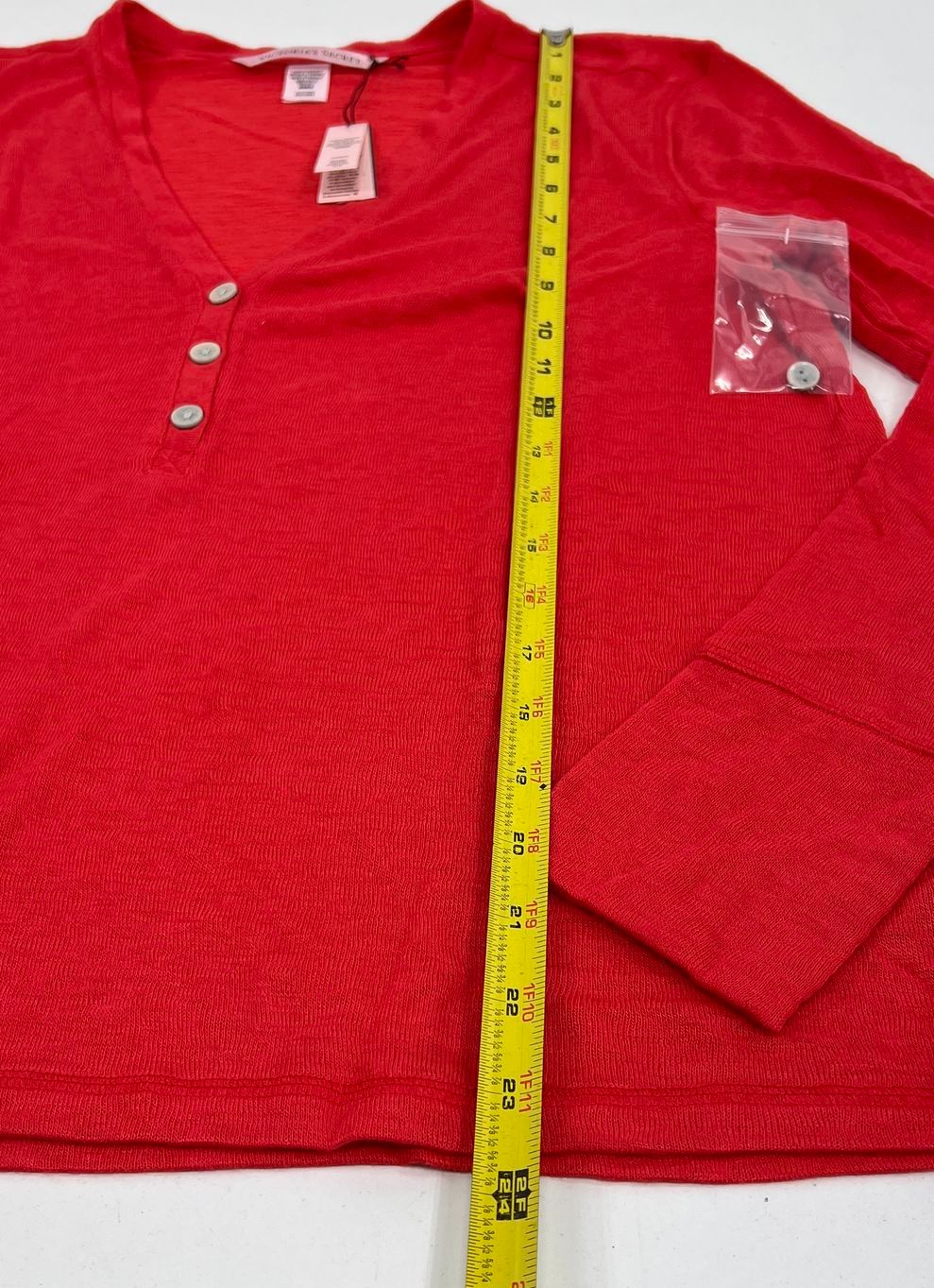 NWT Women's Victoria's Secret Red Plaid Pajama Shorts Long Sleeve Set Size Small