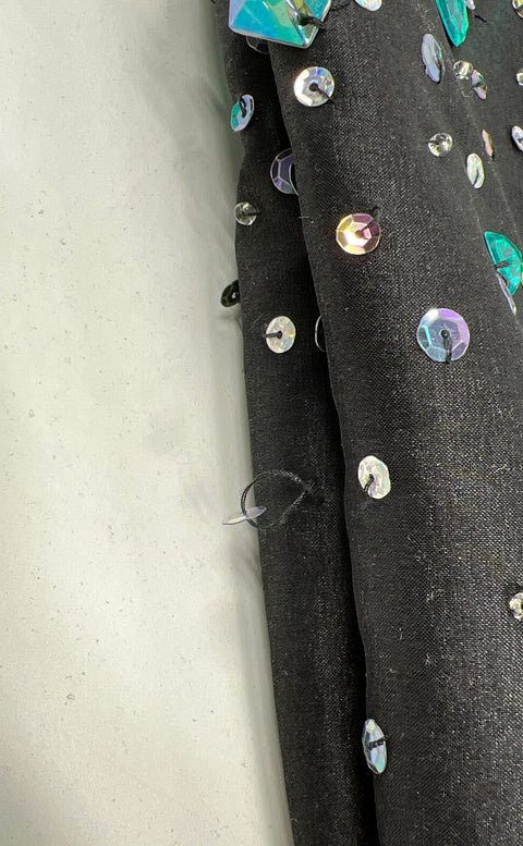 Women's Night Moves Black Sequin Rhinestone Mermaid Sweetheart Prom Dress Size 4