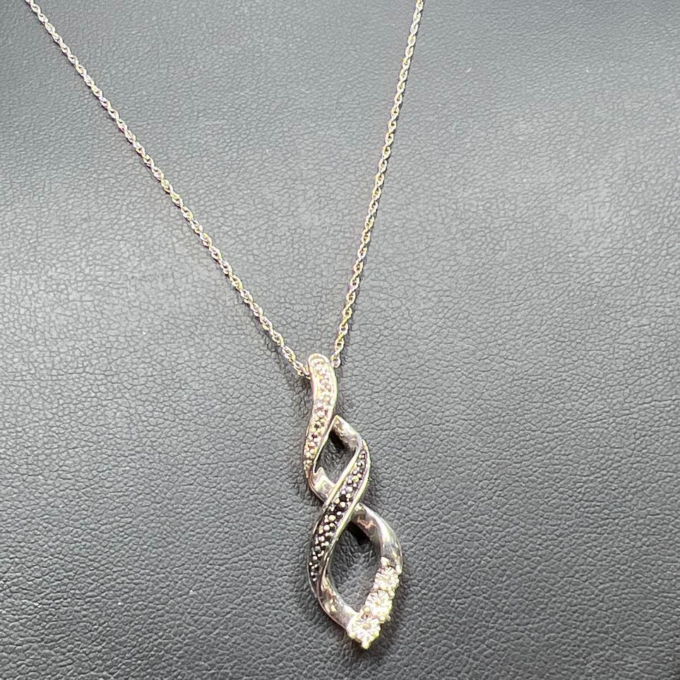 925 Sterling Silver Twist Gemstone Pendant Necklace 3.92g