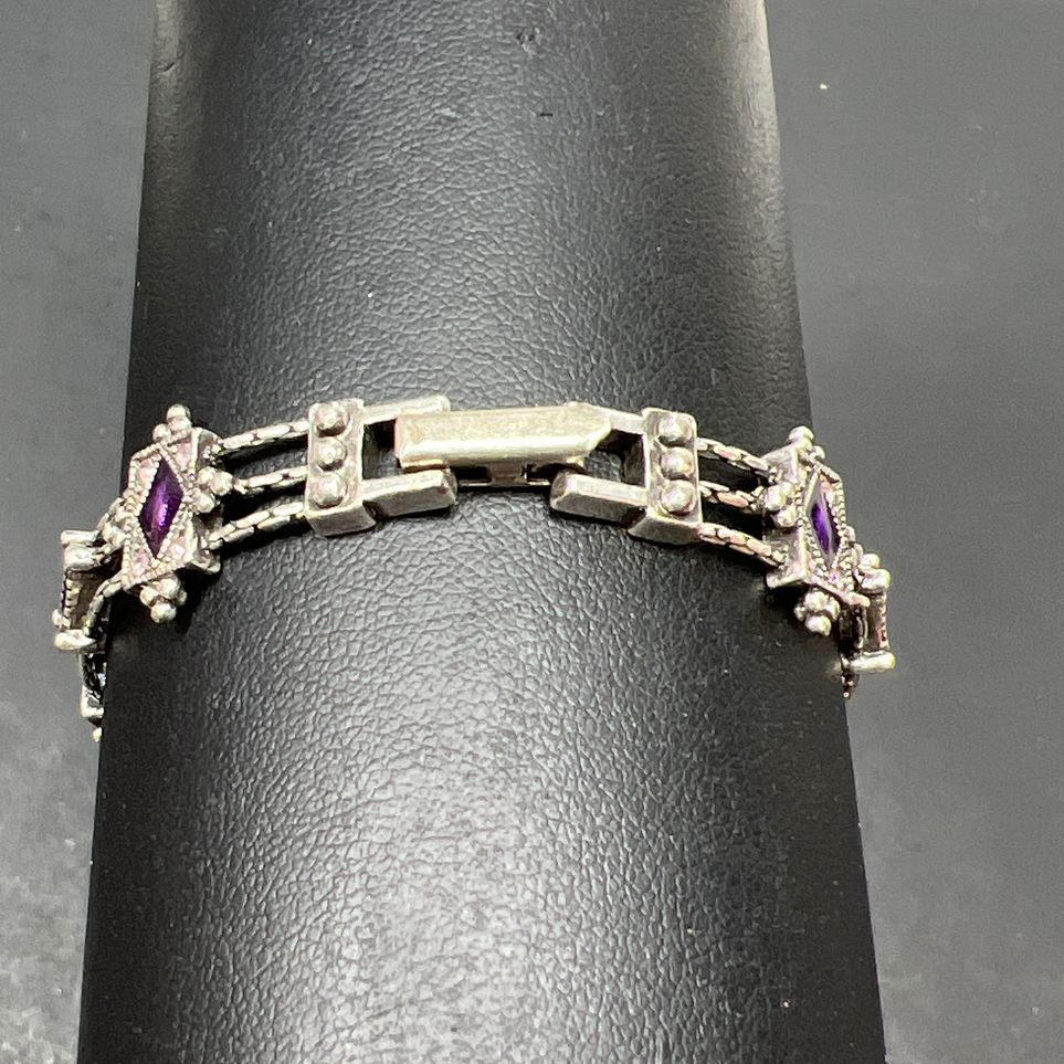 Napier Purple Enamel Silver Tone Bracelet