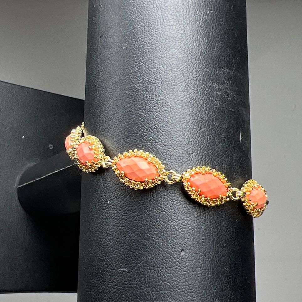 Kendra Scott Orange Multifaceted & Gold Tone Tennis Bracelet