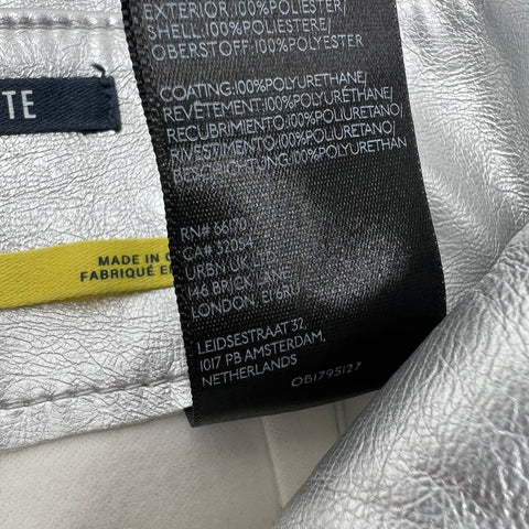 Maeve Anthropologie The Colette Silver Metallic Faux Leather Pants Women's 29
