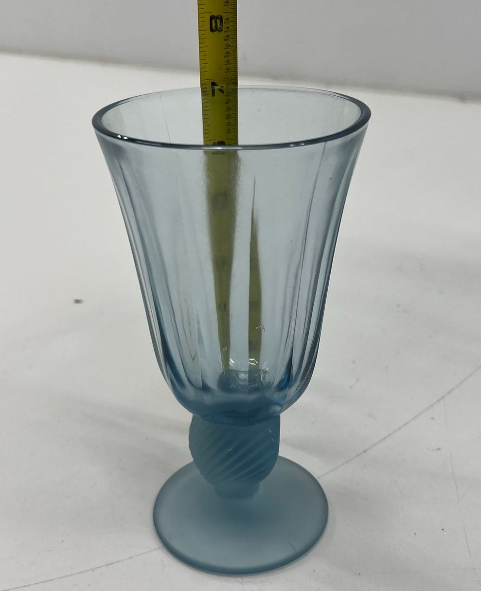 Vintage 70s Libbey Captiva Blue Water Goblets Lot of 7 Iced Tea Glasses