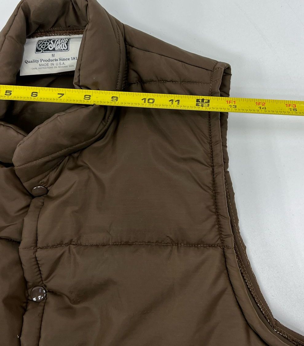 VTG Men's Stark Bros Orchards Stark Trees Brown Puffy Vest Snaps - Size Medium