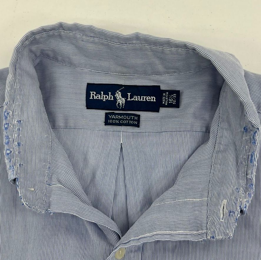 Ralph Lauren Mens Button Up Dress Shirt Lot 2 Mixed Sizes Plaid Pinstripe Cotton