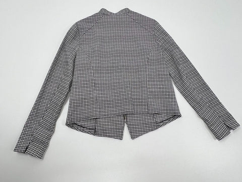 WHBM NWT Black White Mini Plaid Band Collar Jacket Women's Size 14
