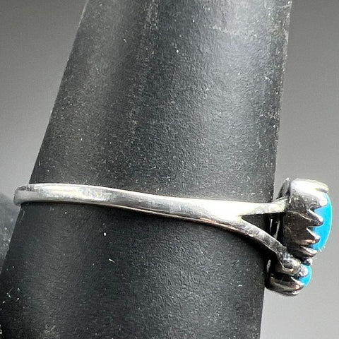 925 Sterling Silver Leaf Turquoise Ring 1.86g