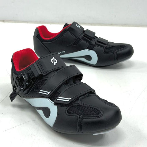 DS Peloton OG All Cycling Shoes w/ Cleats Black Red Bike Shoes Size EU 41