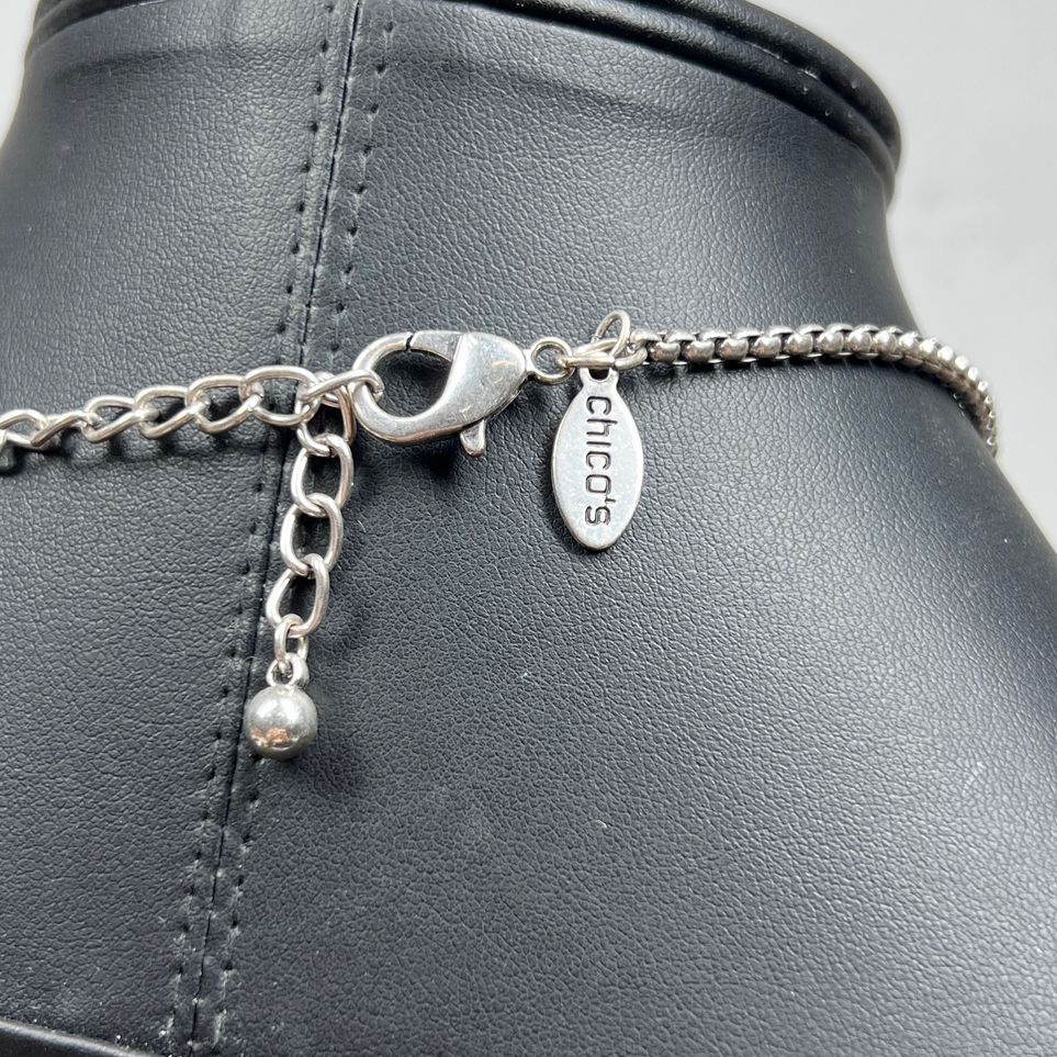 Chico's Key Silver Tone Pendant Necklace