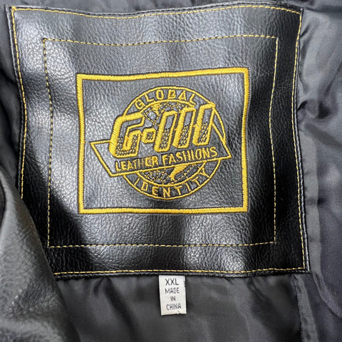 G-III Black Gold Vintage Y2K Mizzou Tigers Faux Leather Bomber Jacket Mens XXL