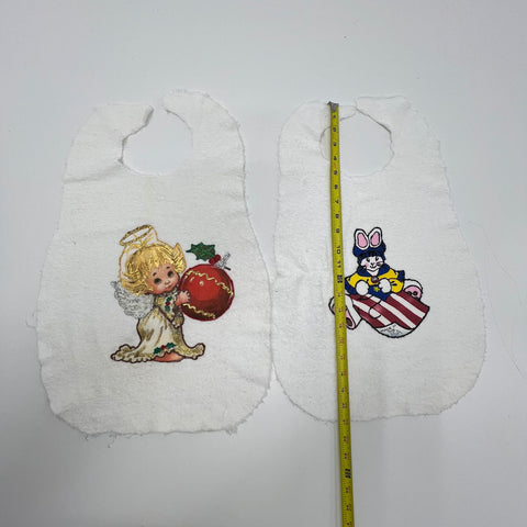 Vintage 80s Unbranded Puffy Graphic Baby Bibs Lot Unfinished Craft Holiday